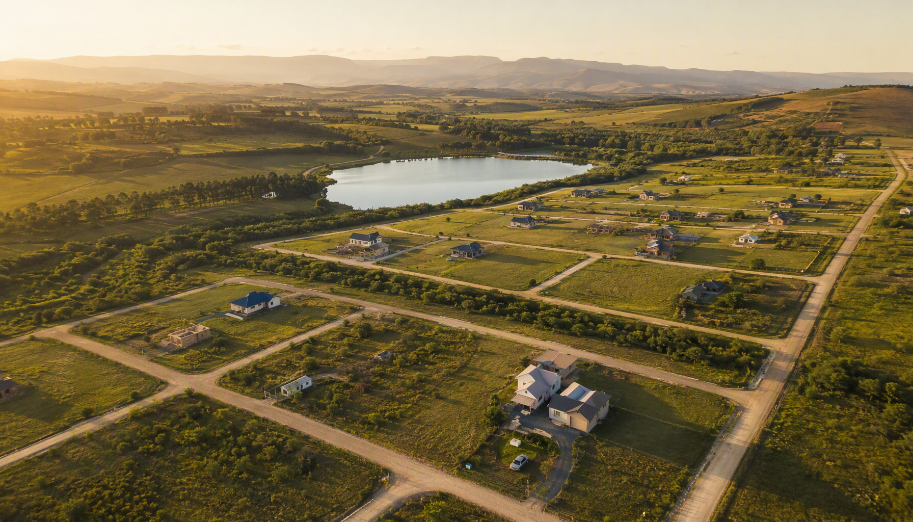 Aerial view of River Edge Rural Village planned community